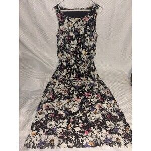 Sabrina Lauren Women's Floral Maxi Dress Sleeveless Lined Jersey Sz L Black